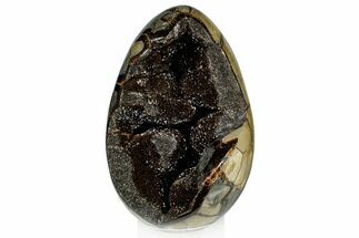 Septarian Dragon Egg Geode - Black Crystals #302859