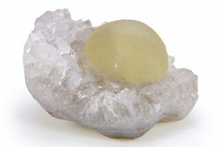 Botryoidal Yellow-Green Fluorite on Quartz - India #305986