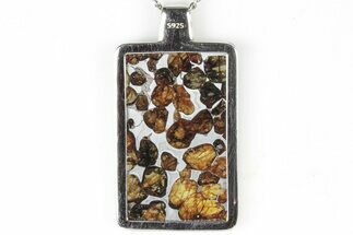 Sericho Pallasite Rectangle Meteorite Pendant - Kenya #309306