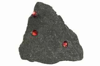 Plate of Three Red Embers Garnets in Graphite - Massachusetts #313517