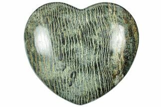 Chatoyant, Polished Chrysotile Serpentine Heart - Australia #314458