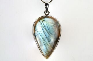 Brilliant Blue Labradorite Pendant with Chain #317634