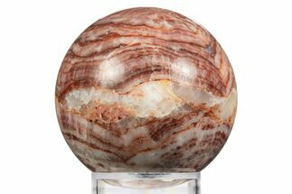 Polished Banded Red Calcite Sphere - China #319435