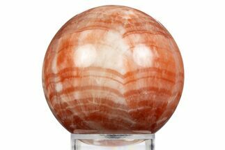 Polished Banded Red Calcite Sphere - China #319436