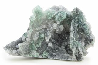 Octahedral Green Fluorite on Sparkling Quartz - China #319957