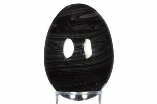 Polished Silver Sheen Obsidian Egg - Mexico #322362