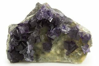 Purple Cubic Fluorite Crystals on Druzy Quartz - China #322815