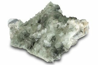 Green Cubic Fluorite Crystal Cluster on Matrix - China #323065