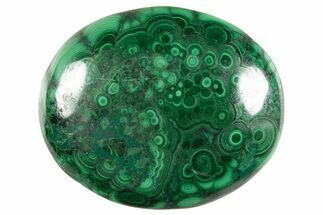 Polished Banded Malachite Palm Stone - DR Congo #321185