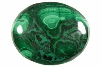 Polished Banded Malachite Palm Stone - DR Congo #321189