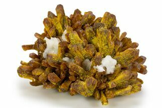 Vibrant Orpiment Crystal Cluster with Calcite - China #324445
