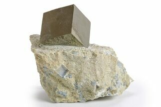 Natural Pyrite Cube In Rock - Navajun, Spain #324985