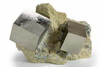 Two Natural Pyrite Cubes In Rock - Navajun, Spain #325005
