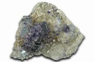 Blue/Purple Cubic Fluorite Crystals on Quartz - New Mexico #326166