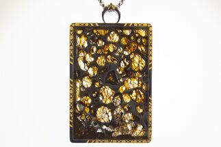 Sericho Pallasite Rectangle Meteorite Pendant - Kenya #328663