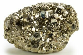 Gleaming Striated Pyrite Crystal Cluster - Peru #329302