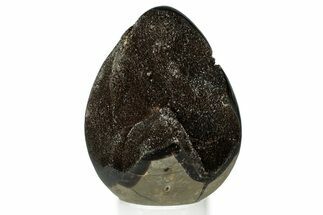 Septarian Dragon Egg Geode - Sparkly Black Crystals #329501