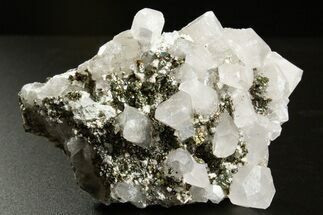 Iridescent Pyrite on Columnar Calcite Crystals - Fluorescent! #330128