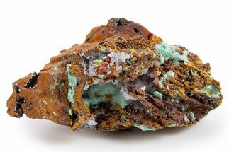 Fibrous Malachite and Rhombohedral Calcite on Limonite - Mexico #330589