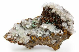 Fibrous Malachite and Rhombohedral Calcite on Limonite - Mexico #330596