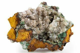 Fibrous Malachite and Rhombohedral Calcite on Limonite - Mexico #330599