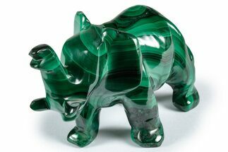 Polished Banded Malachite Elephant Carving - DR Congo #335576