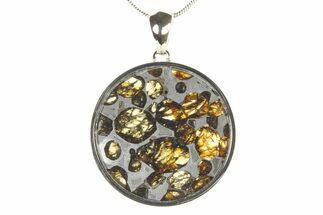 Sericho Pallasite Round Meteorite Pendant - Kenya #336123