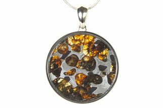 Sericho Pallasite Round Meteorite Pendant - Kenya #336133
