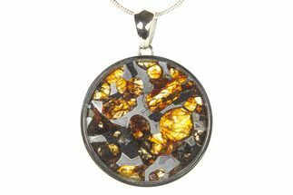 Sericho Pallasite Round Meteorite Pendant - Kenya #336135