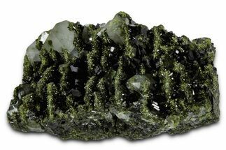 Sparkling Dark Green Epidote Crystals with Quartz - Turkey #337460