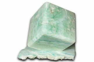 Polished Blue Caribbean Calcite Cube with Base - Pakistan #338314