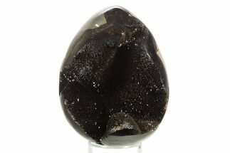 Septarian Dragon Egg Geode - Sparkly Black Crystals #336454