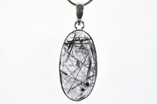 Glassy Tourmalinated Quartz Pendant - Sterling Silver #339832