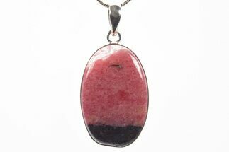 Polished Rhodonite Pendant (Necklace) - Sterling Silver #339850
