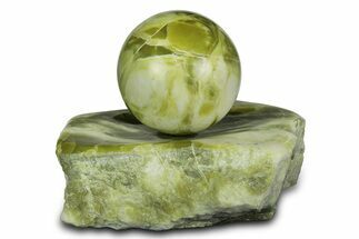 Polished Noble Serpentine Sphere with Base - Washington #341587