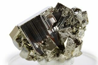 Gleaming Striated Cubic Pyrite Cluster - Peru #341538