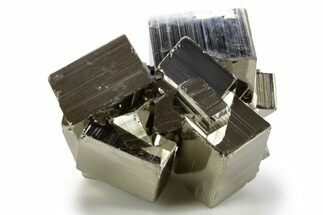 Gleaming Striated Cubic Pyrite Cluster - Peru #341550
