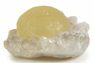 Botryoidal Yellow Fluorite on Quartz - India #342399