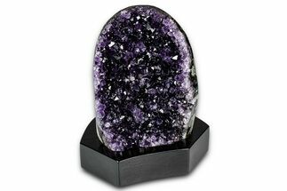 Deep Purple Amethyst Geode With Wood Base - Uruguay #342746