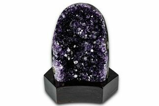 Deep Purple Amethyst Geode With Wood Base - Uruguay #342749