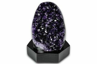 Deep Purple Amethyst Geode With Wood Base - Uruguay #342763