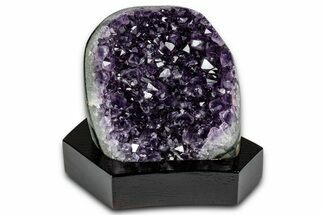 Deep Purple Amethyst Geode With Wood Base - Uruguay #342836