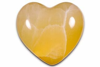 Polished Orange Honeycomb Calcite Heart - Utah #344832