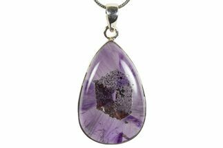 Polished Amethyst Pendant (Necklace) - Sterling Silver #345252