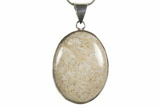 Polished Indonesian Fossil Coral Pendant (Necklace) #345303