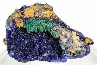 Fibrous Green Malachite with Vivid Blue Azurite - Congo #346134