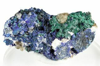 Cerussite and Sparkling Azurite on Green Malachite - Congo #346137