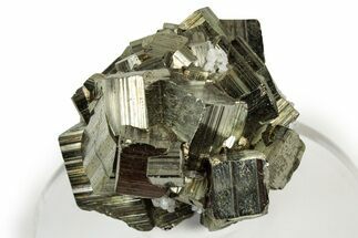 Gleaming Striated Cubic Pyrite Cluster - Peru #347574