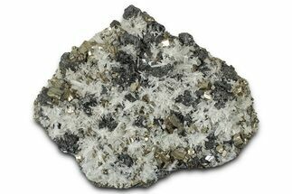 Shining Sphalerite & Pyrite Crystals on Needle-Like Quartz - Peru #347591