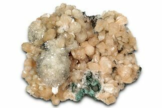 Peach Stilbite Crystals on Lustrous Heulandite - India #348347